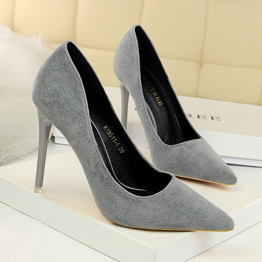 Pointed Suede High Heels – Elegant Classic Stiletto Pumps