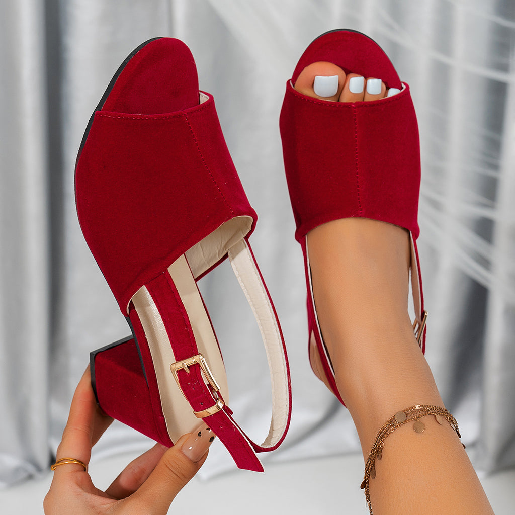 Premium Matte Leather Open-Toe Heel