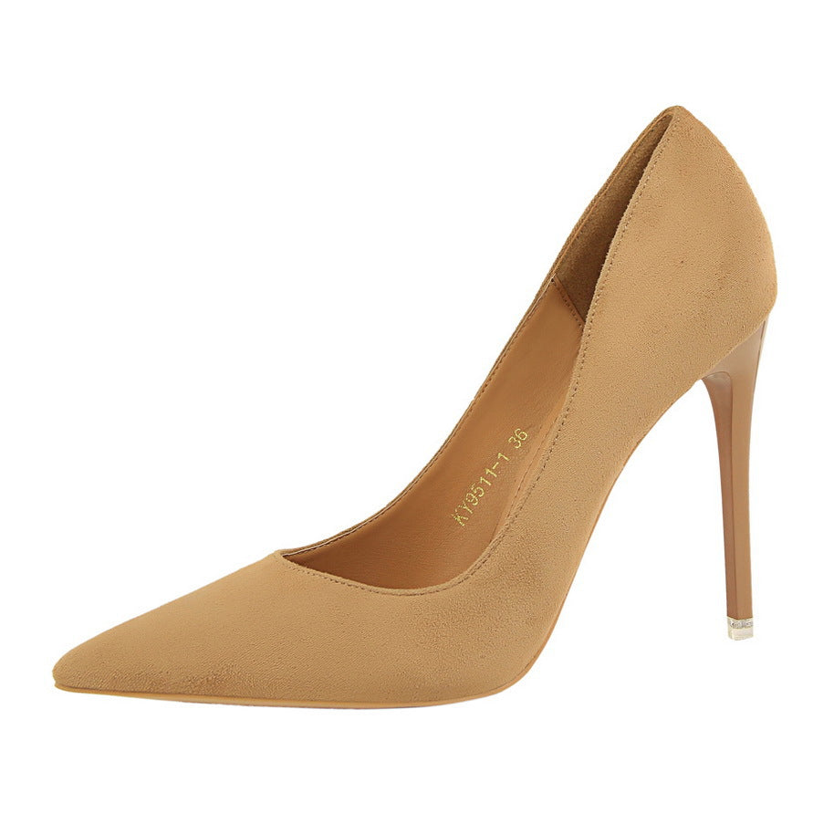 Pointed Suede High Heels – Elegant Classic Stiletto Pumps