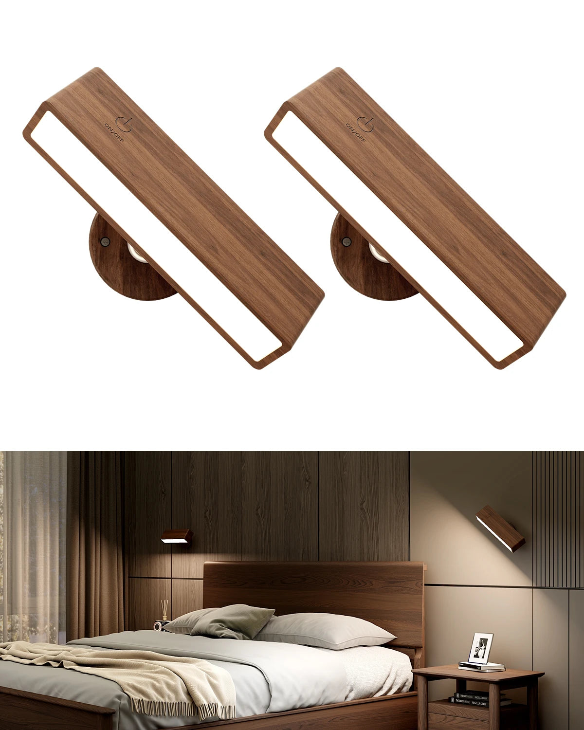 HaloStep Smart Touchable Nordic Wood Wall Lamp