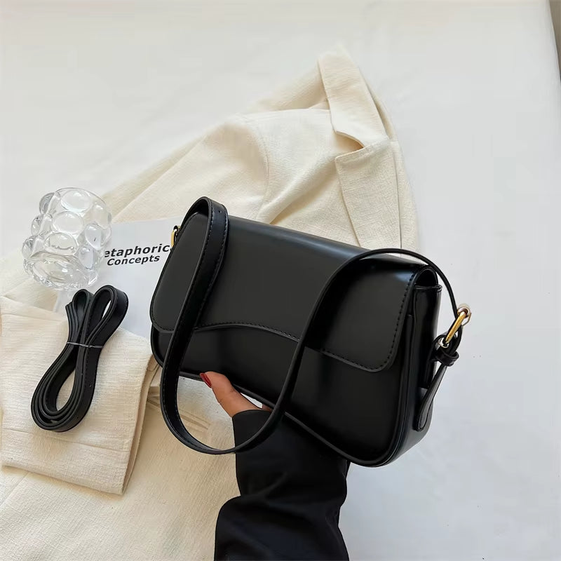 Elegant Black Crossbody & Underarm Handbag